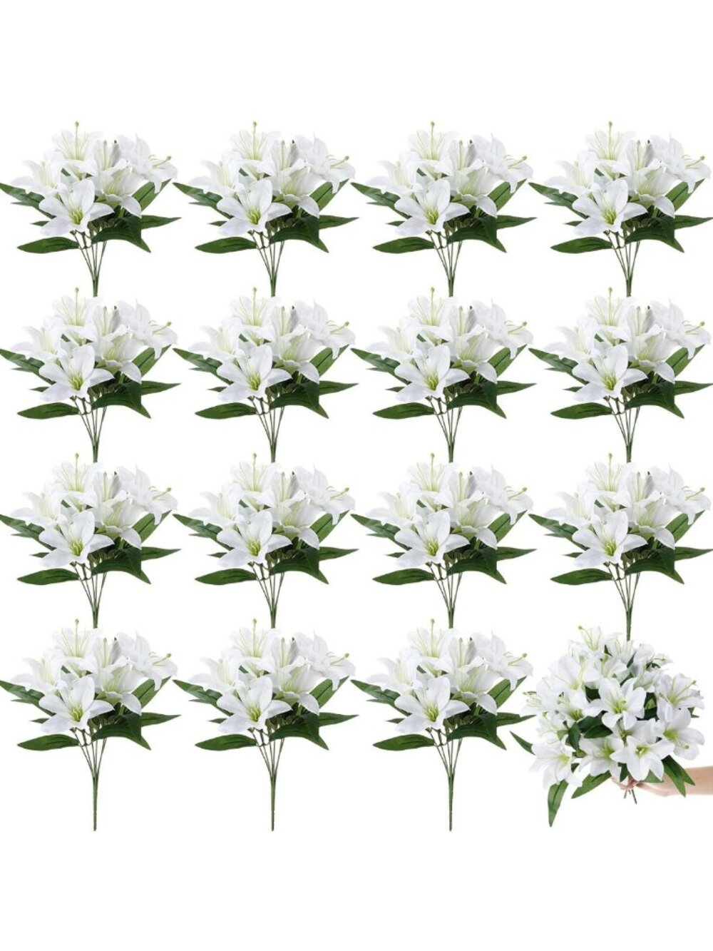 16 Pcs Realistic Silk Tiger Lily Bouquets - Faux Spring Flowers for Home Decor
